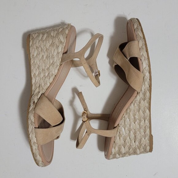 NEW Stuart Weitzman Rosemarie Leather Wedge Sandal Womens 9.5 Cottagecore Y2K - Picture 3 of 10